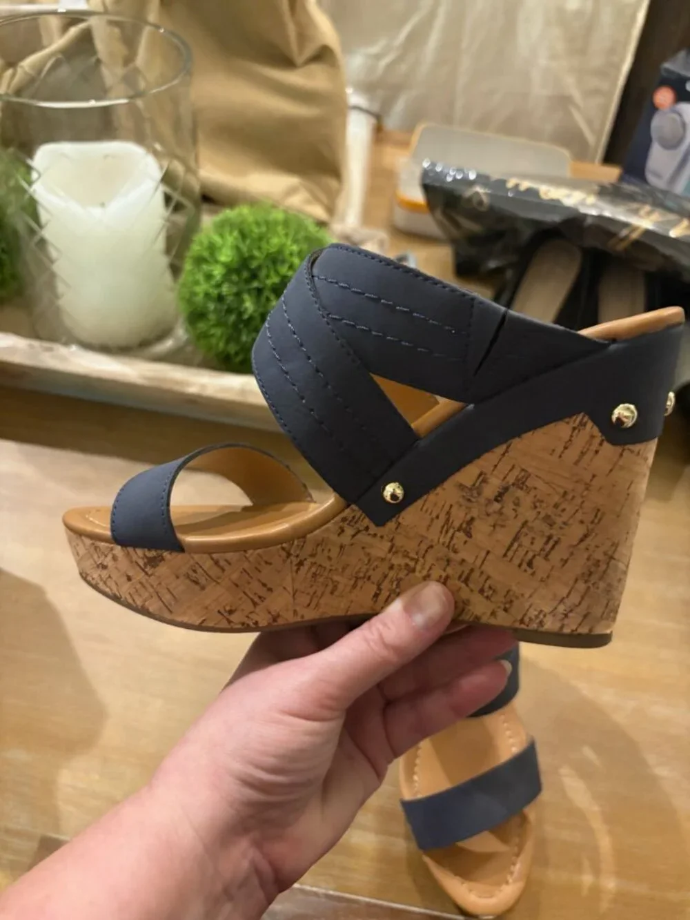 Tommy Hilfiger Women's Navy Blue Wedge Sandals – Size 8M
